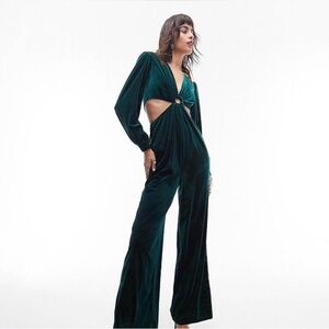 Topshop Emerald Green Cutout Jumpsuit
